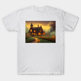 Cute Cosy Fantasy Cottage after the Rain T-Shirt